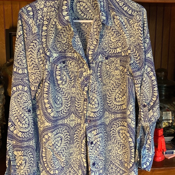 Talbots batik print button down. Worn twice.‎ Perfect shape - Picture 1 of 4